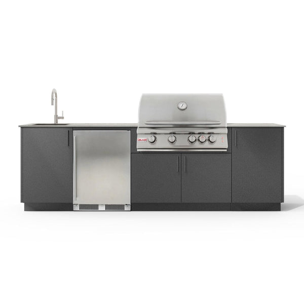 Urban Bonfire Dew 32 Outdoor Kitchen w/ Blaze Premium LTE Natural Gas Grill, Sink, Refrigerator, Keon Dekton Countertop & Anthracite Finish - B-Dew-32-Blaze-Keon-Anthracite