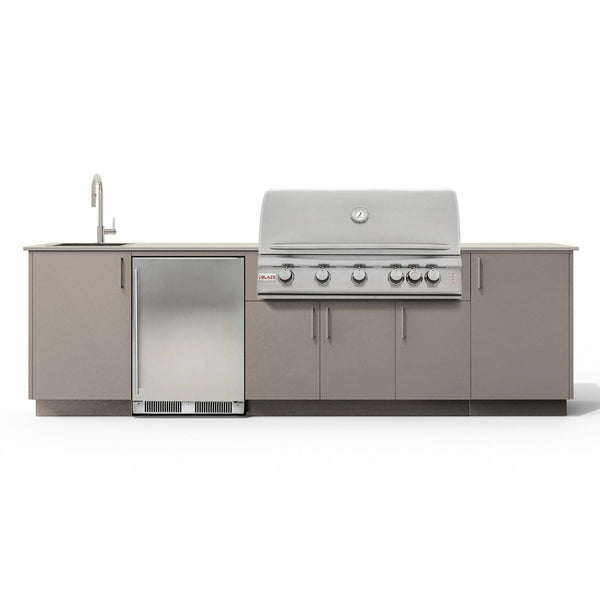 Urban Bonfire Dew 40 Outdoor Kitchen w/ Blaze Premium LTE Natural Gas Grill, Sink, Refrigerator, Danae Dekton Countertop & Clay Finish - B-Dew-40-Blaze-Danae-Clay