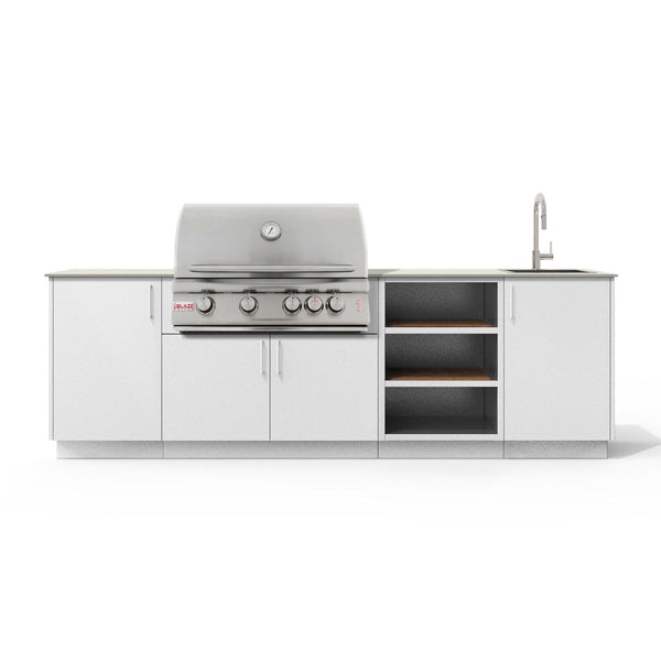 Urban Bonfire Mist 32 Outdoor Kitchen w/ Blaze Premium LTE Propane Grill, Sink, Danae Dekton Countertop & Chantilly Finish - B-Mist-32-Blaze-Danae-Chantilly