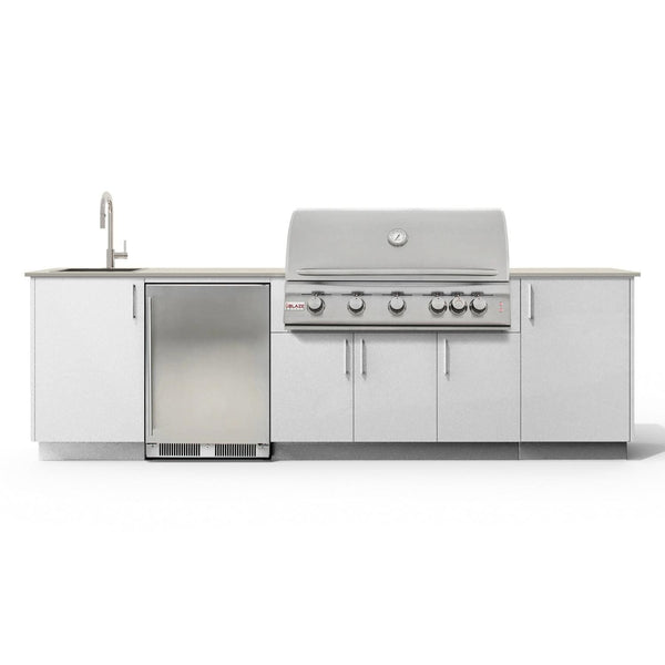 Urban Bonfire Dew 40 Outdoor Kitchen w/ Blaze Premium LTE Propane Grill, Sink, Refrigerator, Danae Dekton Countertop & Chantilly Finish - B-Dew-40-Blaze-Danae-Chantilly