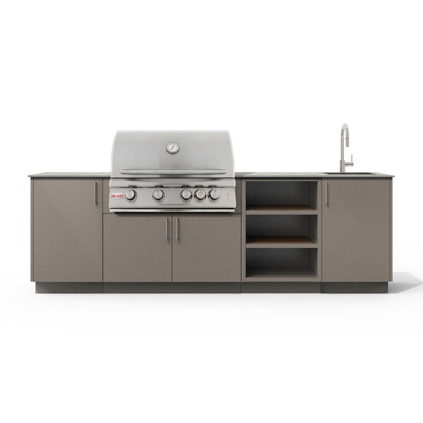 Urban Bonfire Mist 32 Outdoor Kitchen w/ Blaze Premium LTE Natural Gas Grill, Sink, Keon Dekton Countertop & Clay Finish - B-Mist-32-Blaze-Keon-Clay