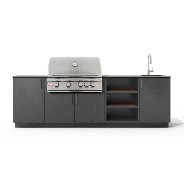 Urban Bonfire Mist 32 Outdoor Kitchen w/ Blaze Premium LTE Natural Gas Grill, Sink, Keon Dekton Countertop & Anthracite Finish - B-Mist-32-Blaze-Keon-Anthracite