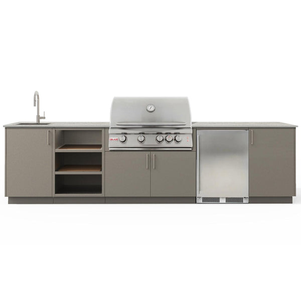 Urban Bonfire Eclipse 32 Outdoor Kitchen w/ Blaze Premium LTE Natural Gas Grill, Sink, Refrigerator, Keon Dekton Countertop & Clay Finish - B-Eclipse-32-Blaze-Keon-Clay